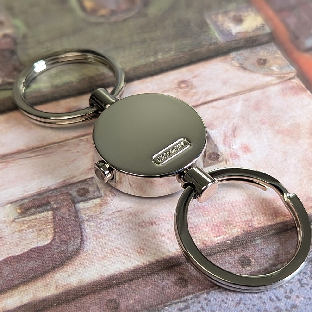 Coach Vintage Valet Keyring Dual Ring Detachable Key Fob Silver Tone New - Picture 6 of 7